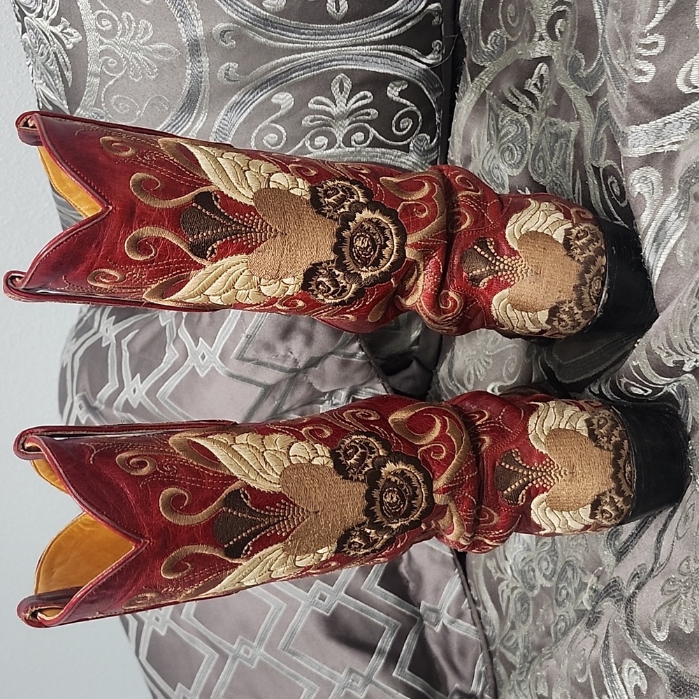 Old Gringo Red Heart With Wings Embroidered Cowboy Or Cowgirl Boots Size 6.5 - Picture 4 of 10
